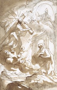 Cristo, carregando sua cruz, aparece a Santo Inácio de Loyola